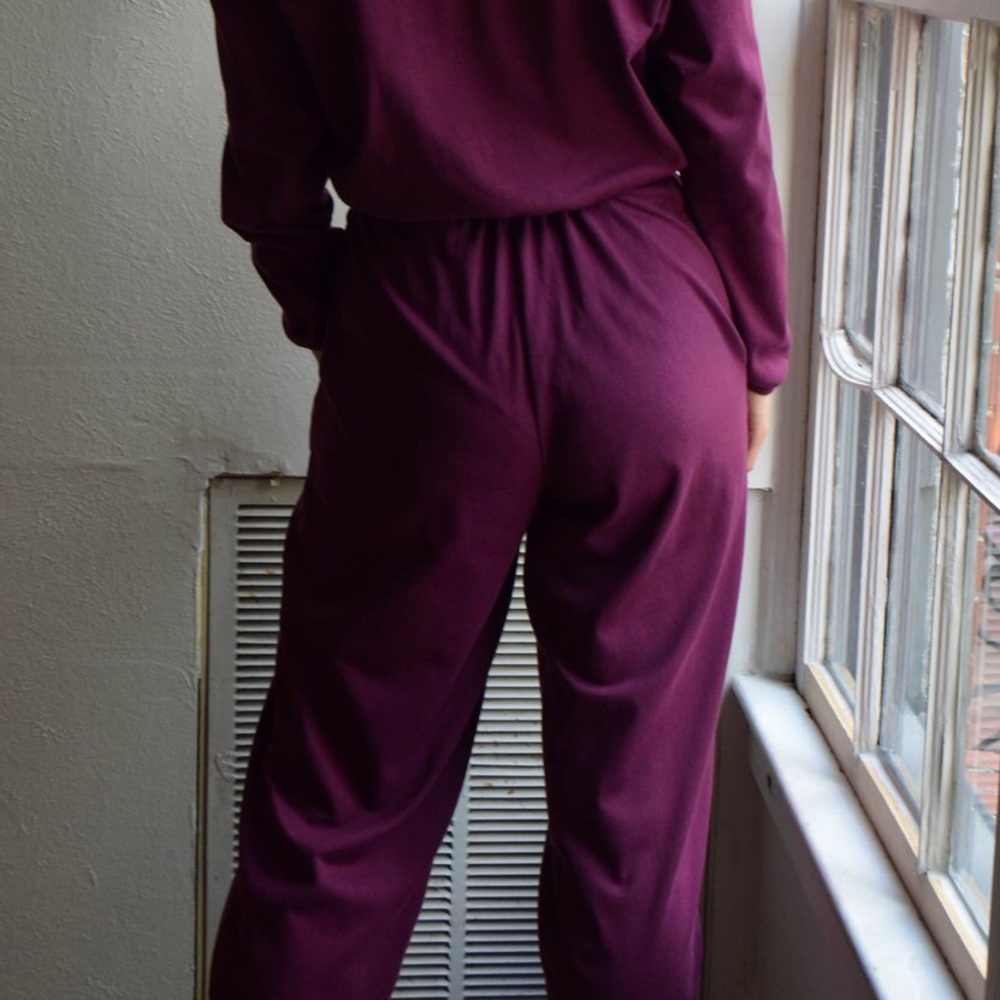 Vintage 80s Stretch Knit Purple Jumpsuit - Picture 4 of 4